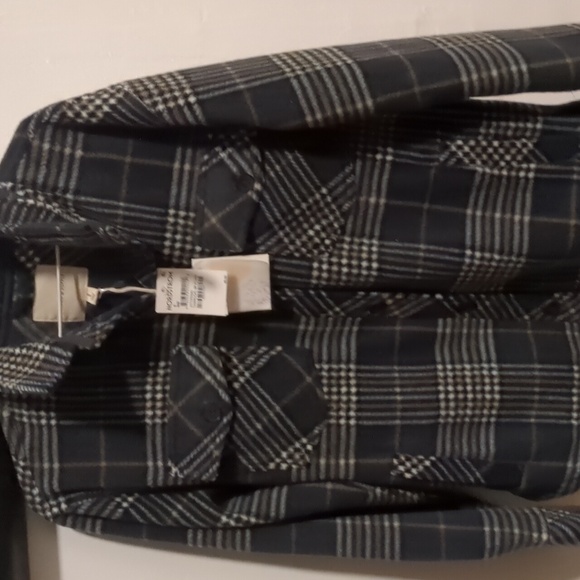 Thread and supply fleece button down women's charcoal BF plaid Small - Picture 5 of 8